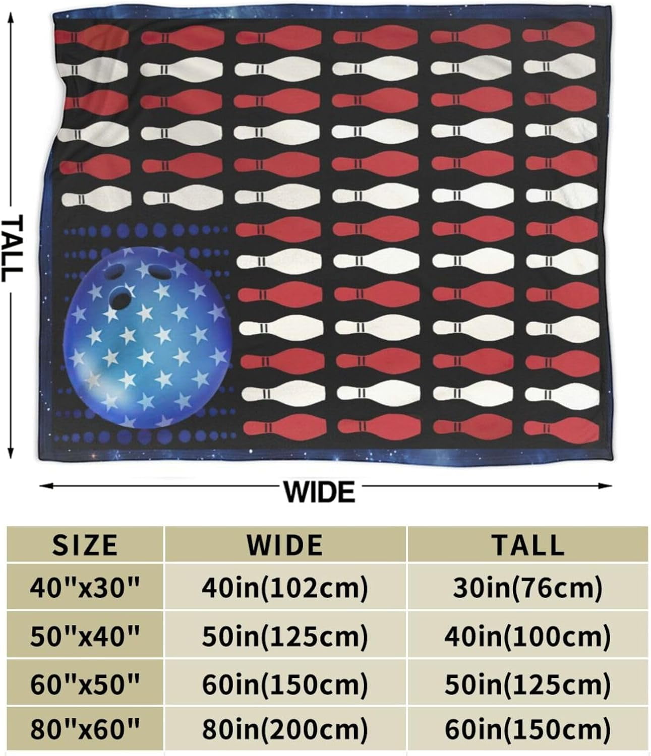 Bowling Blanket Super Cozy Soft Bowling Throw Blanket Gifts for Bowling Lovers Warm Plush Fluffy Women Men Lightweight Fleece Flannel Gifts Blankets for Kids Adults 60"X50"