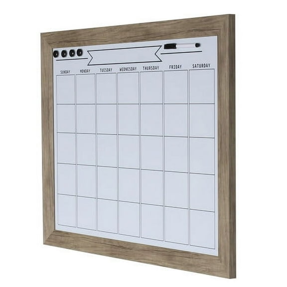 DesignOvation Beatrice Framed Magnetic Dry Erase Monthly Calendar, 23x29, Gray