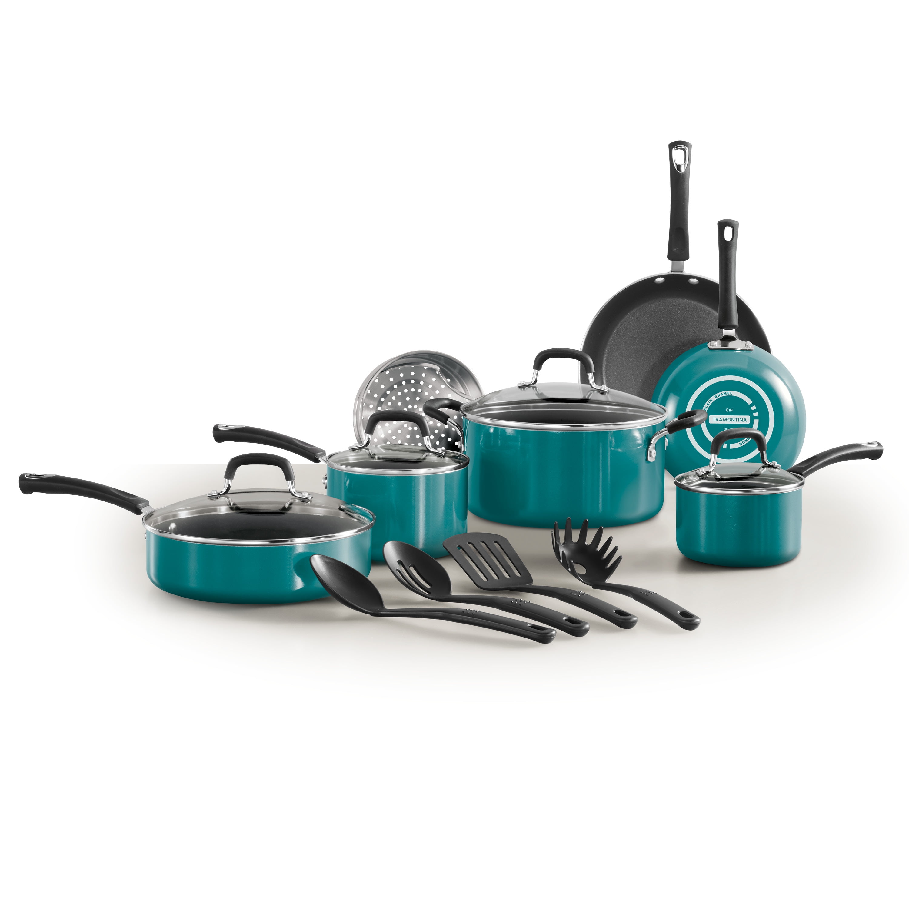 Tramontina Select Non-Stick Teal Cookware Set, 15 Piece