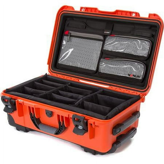 Wheeled Series 935 Lightweight NK-7 Resin Waterproof Hard Case with Lid Organizer and Padded Dividers, Orange