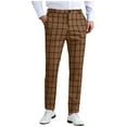 thumbnail image 2 of gbyLJF Men's Plaid Pants Skinny Dress Pants for Men Slim Fit Suit Pants Casual Business Checked Plaid Pants, 2 of 6