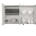 thumbnail image 3 of Newboti Furniture Wall cabinet 24" H, four Doors, with two internal Shelves and internal plate and glass organizer, two Storage Shelves with two glass Doors, White 45582, 3 of 9
