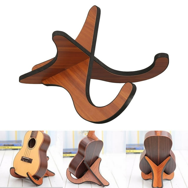 POINTERTECK Guitar Wooden Stand Holder Floor Guitar Wooden Stand Rack Folding Guitar Stand Classical Acoustic Guitar Stand Shaped Bass with Anti-Collision EVA Rubber on Edges