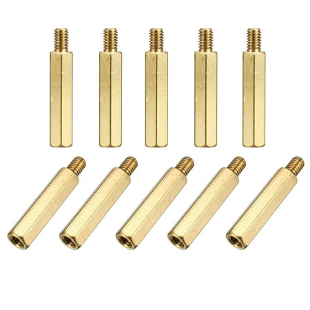 

M4x25mm+6mm Male to Female Thread 0.7mm Pitch Brass Hex Standoff Spacer 10Pcs