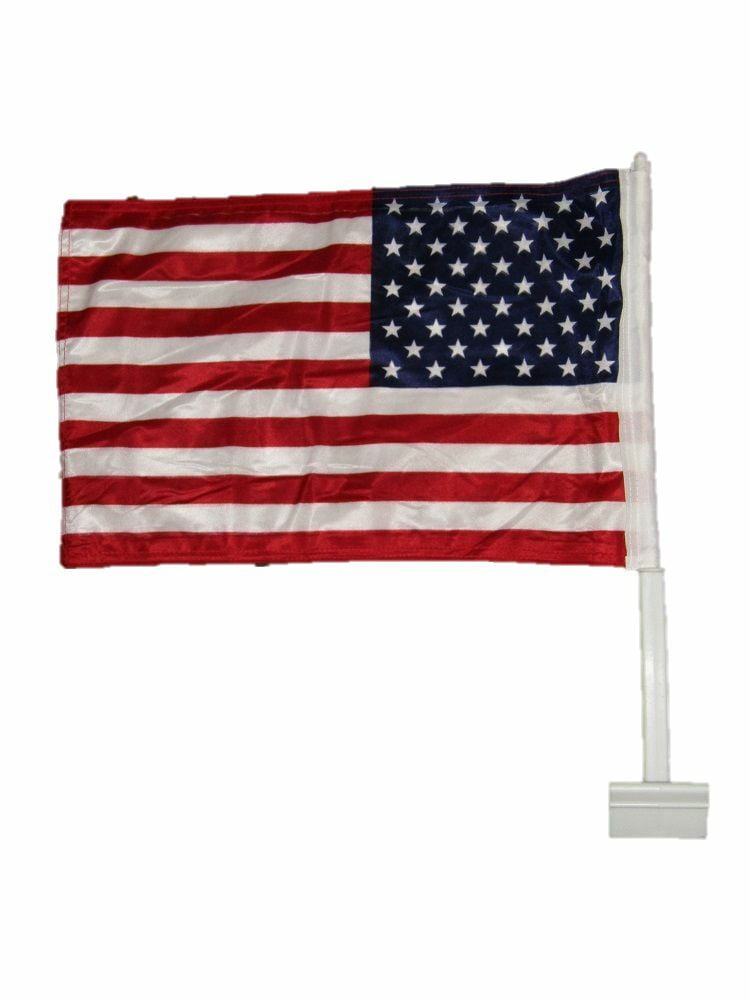 12x18 USA American Car Window Flag with Bracket - Double sided.