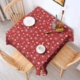 thumbnail image 2 of Red Christmas Snowflake Pattern Square Tablecloth,Waterproof Square Table Cover,Wipeable Spillproof Washable Table Cover for Home Kitchen Party Decor 60"x60"(152x152cm), 2 of 6
