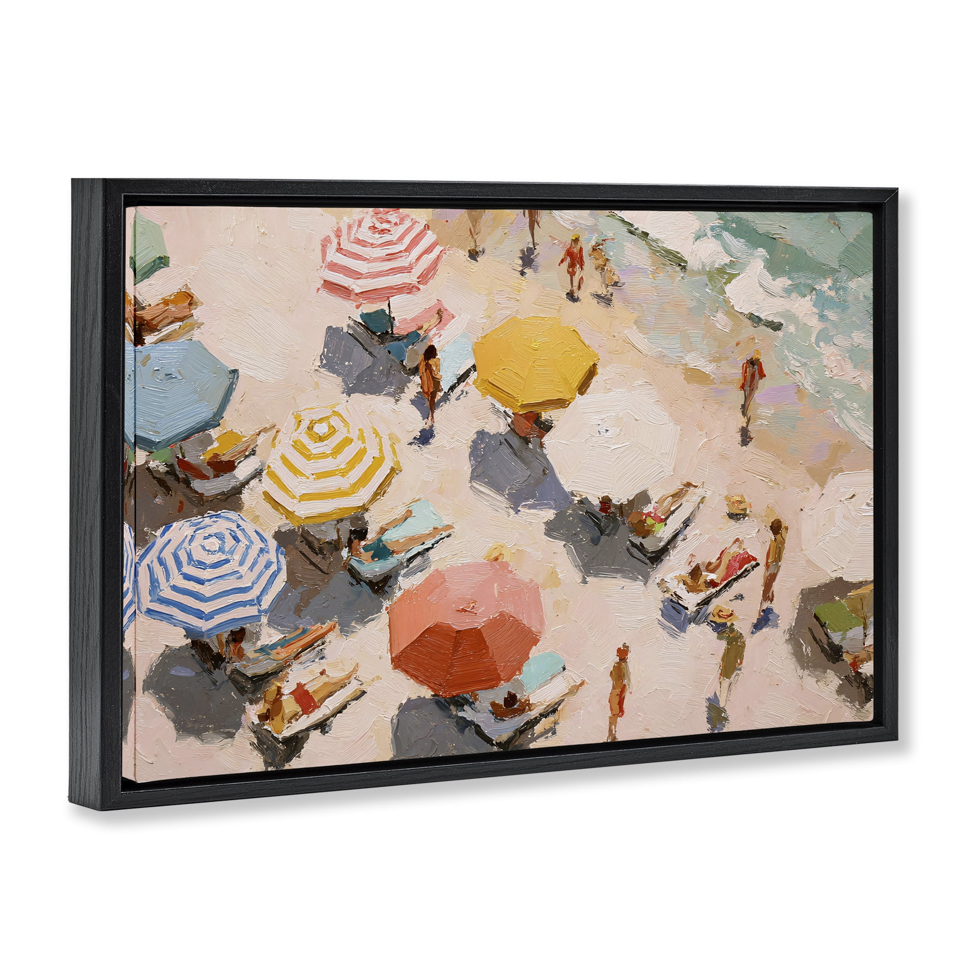 Stupell Industries Summer Beach Fun Expression Black Framed Floater Canvas Wall Art, design by Jacky Ngan