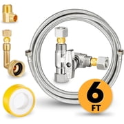 Dishwasher Hose Installation Kit - Includes Water Supply Line, 3/8" Compression Water Splitter, 3/4" FHT Elbow, and 3/8" MIP Elbow (6 FT)