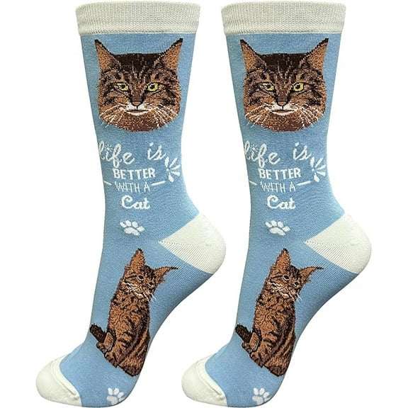 E&S Pets Pet Lover Socks, Life is Better with a Maine Coon Cat