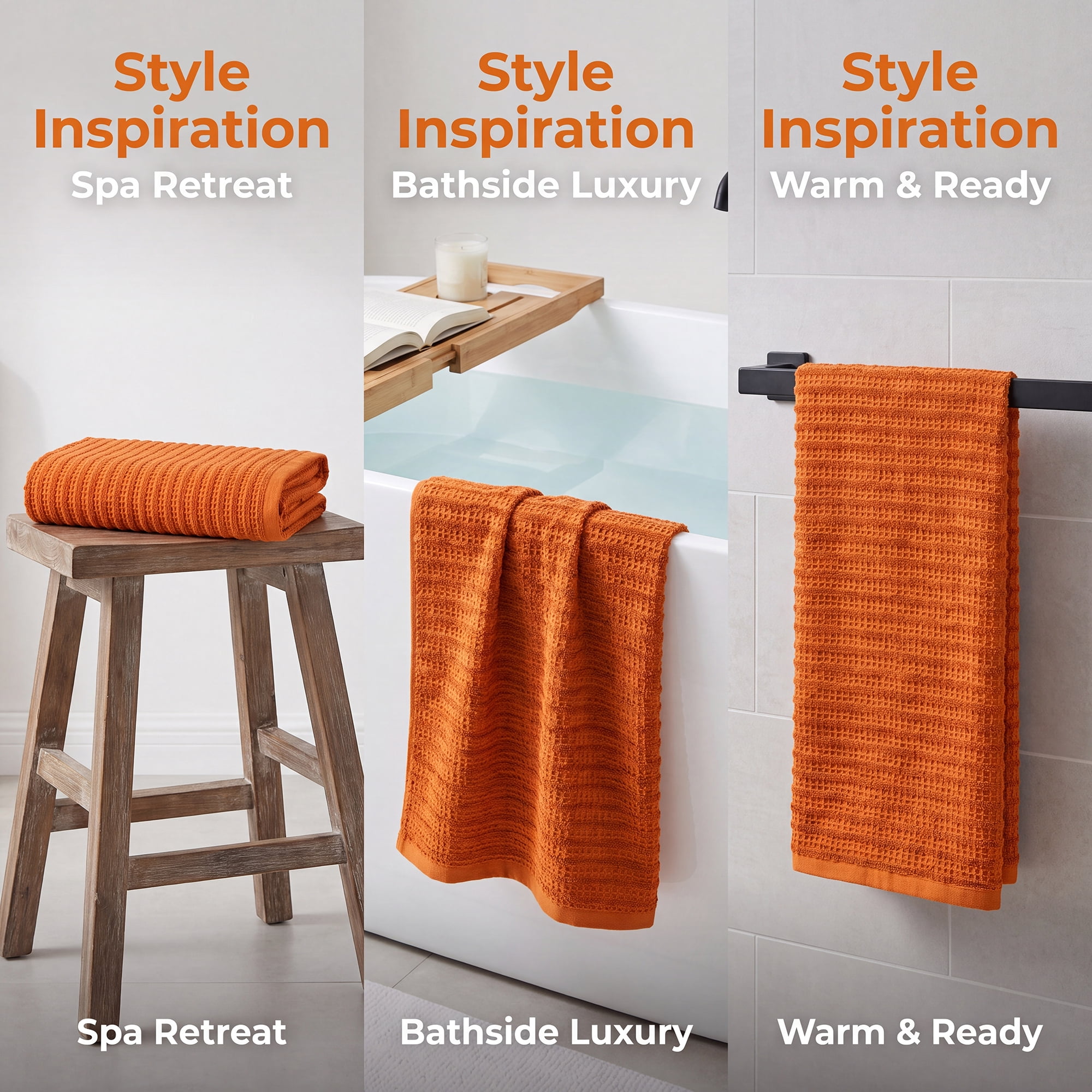 Unique Bargains Fast Drying Bath Towel 2 Pack Brown/Milky White 55" x 28"