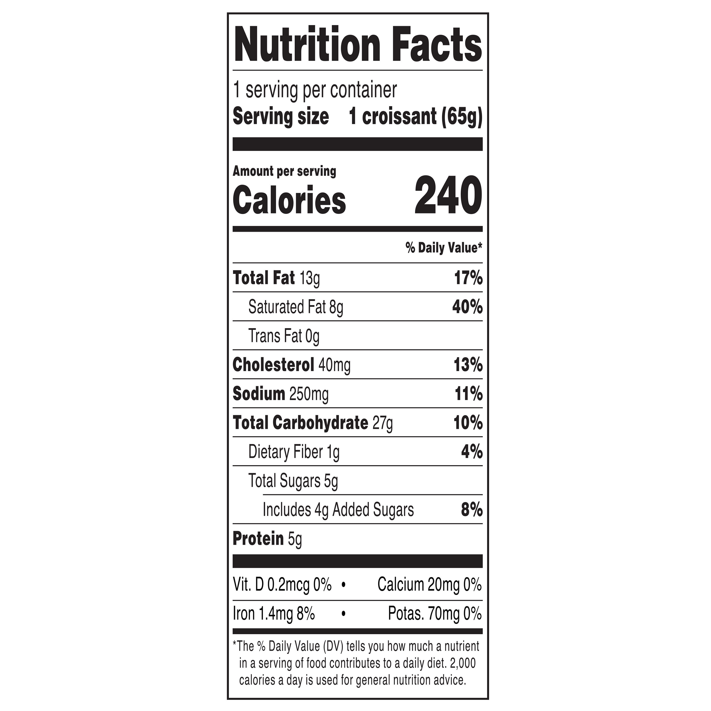 Marketside All Butter Regular Baked Croissant, Individually Wrapped, 2.3 oz, 1 Count