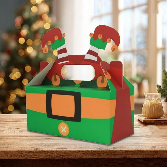 Christmas Cookie Boxes 4 Pack Christmas Gift Boxes for Cookies and Cakes with Handles, Holiday Treat Boxes for Baking Pastries Party Favors and Festive Gift Giving Presentation
