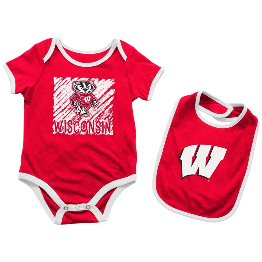 University of Wisconsin Badgers Baby Bodysuit Look at the Baby Bib Set by Colosseum