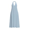 thumbnail image 4 of YMNXA Womens Summer Dress Sleeveless Halter Neck Solid Color Comfortable Loose Fit Dresses With Pockets For Casual Daily Wear,Blue,S, 4 of 4
