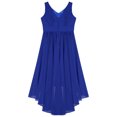 thumbnail image 3 of iiniim Girls V Neck Chiffon Asymmetrical Prom Party Flower Girls Bridesmaid Wedding Dress Blue 14, 3 of 7