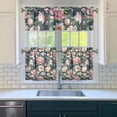 thumbnail image 3 of Pioneer Kitchen Curtains and Valance Set 24 Inch Tier Retro Flowers Green Illustration Curtains Small Drapes for Cafe Living Room Bathroom Farmhouse 3 Pieces Set Rod Pocket, 3 of 6