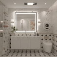 thumbnail image 2 of GODCHAR LED Bathroom Mirror Rectangular Anti-Fog Modern Style Mirror in Tempered Glass Black Frame 40x36 inch, 2 of 10