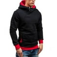 thumbnail image 4 of ZCFZJW Funnel Neck Hoodie Tops for Men Big and Tall Regular Fit Casual Long Sleeve Fall Winter Slant Zipper Hooded Sweatshirt Trendy Baggy Outwear Jacket Tops with Pockets Red XL, 4 of 5