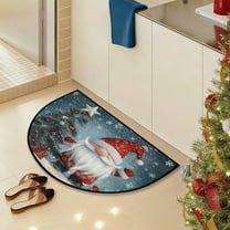 Christmas Half Round Doormat 20 Inch, Non-Slip Semi-Circle Entryway Rug for Front Door & Bathroom, Durable Absorbent Holiday Decor Mat C