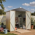 thumbnail image 2 of Greesum 6x4FT Outdoor Storage Shed, Utility Tool Shed Metal Storage Garden Shed with Door & Lock for Patio Storage, Brown, 2 of 7