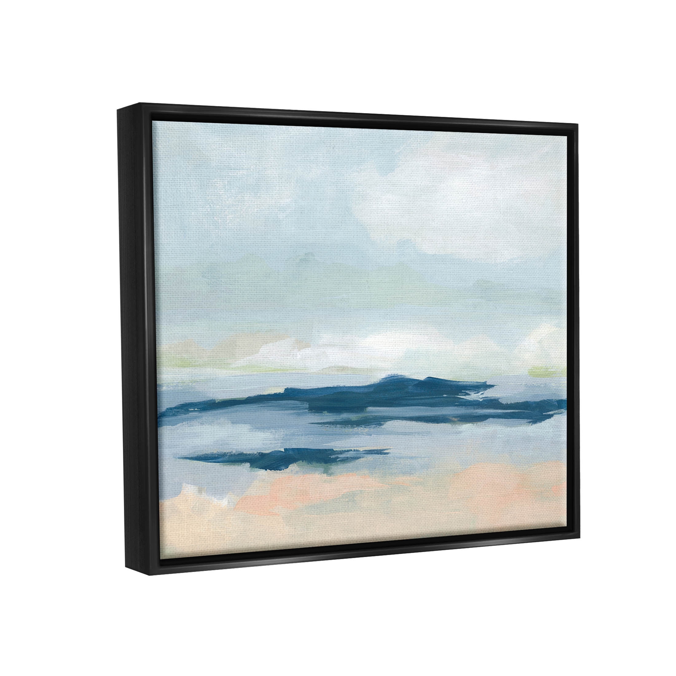 Stupell Industries Abstract Cloudy Ocean Landscape Painting Jet Black Floating Framed Canvas Print Wall Art, Design by June Erica Vess