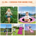 thumbnail image 3 of 5-in-1 Metal Swing Set for Backyard, Kids Outdoor Playground Playset with Slide, Saucer & Single Belt Swings, Basketball Hoop + Soccer Goal, Heavy Duty A-Frame for Ages 3–10, 3 of 8
