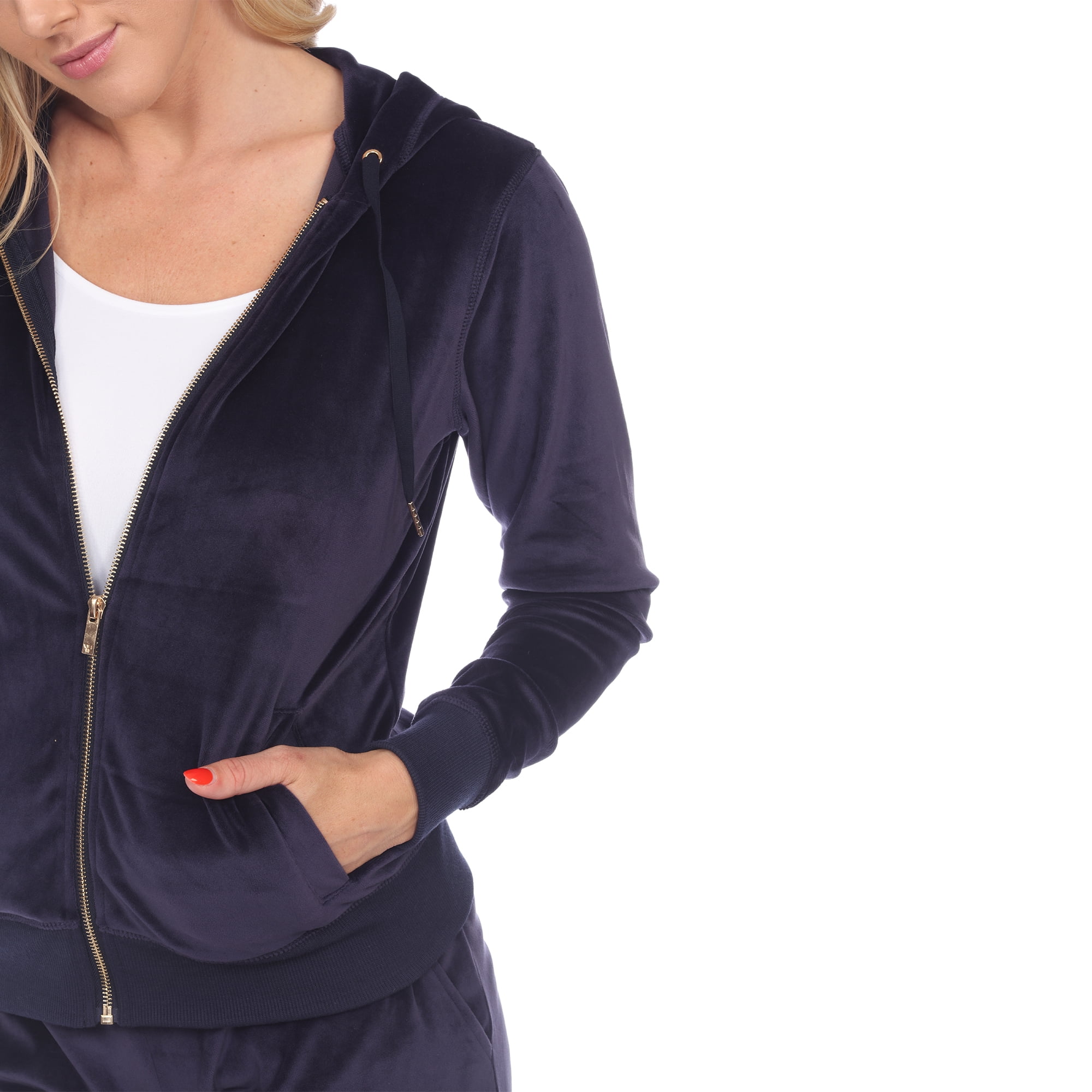 White Mark Women's 2 Piece Velour Tracksuit Set
