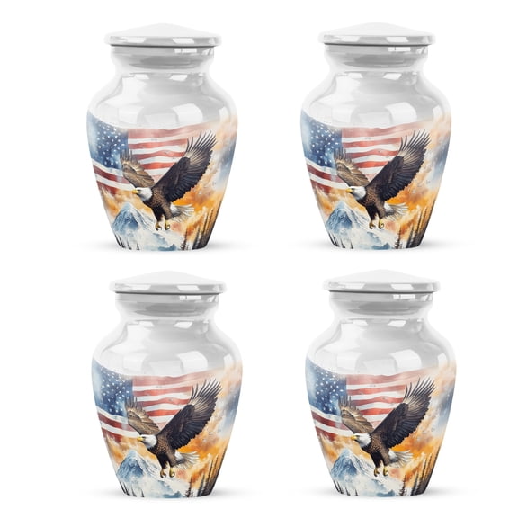 Yatskia Patriotic Eagle Little Cremation Urns for Human Ashes Husband and Wife, Small Memorial Urn for Adult Ashes, (Classic 3 Inch, Pack of 4)
