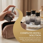 4 Pack Vertical Striped Glass Perfume Spray Bottles, Refillable Empty Fine Mist Perfume Spray Bottles with Funnel Tool, Portable Travel Cosmetic Atomizer for Fragrance Makeup Essential Oil Storage