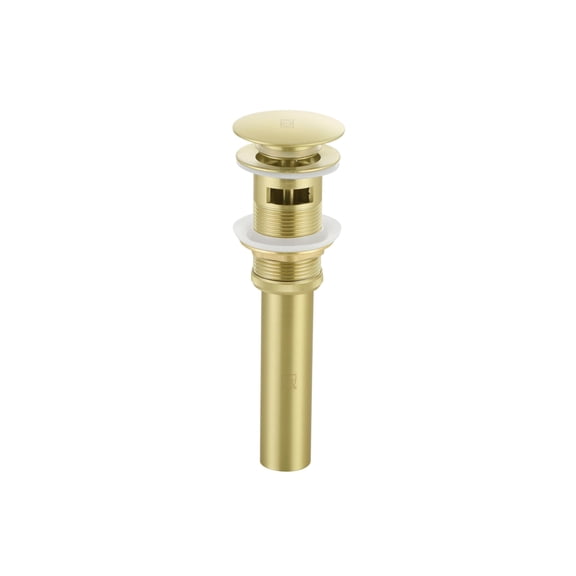 Pop-up bathroom sink drain with overflow in Brushed Gold