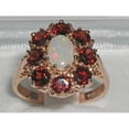 thumbnail image 2 of LBG 14K Solid English Rose Gold Ladies 9 Stone Colorful Fiery Opal & Garnet Promise Ring - Size 9, 2 of 4