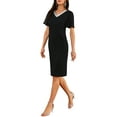 thumbnail image 3 of INSPIRE CHIC Women's Flare Sleeve Dress V Neck Formal Cocktail Knee-Length Dresses 2XL Black, 3 of 5