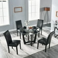 thumbnail image 3 of JESONVID Set of 4 Parsons Dining Chairs PU Leather Living Room Chair Upholstered Modern Kitchen Armless Side Chair with Solid Wood Legs Nail-Head Trim Surrounding-Black, 3 of 8