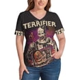 thumbnail image 4 of Terrifier Women's Shirt V-Neck Breathable Short-Sleeve T-Shirt Casual Fashion Tee Soft & Trendy Blouse 3XL, 4 of 8