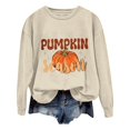 thumbnail image 3 of Xijirk Crewneck Pullover Sweatshirt Long Sleeve Oversized Fit Retro Pumpkin Season Letter Pumpkin Graphic Print for Fall Halloween and Daily Casual Wear,Beige,L, 3 of 4