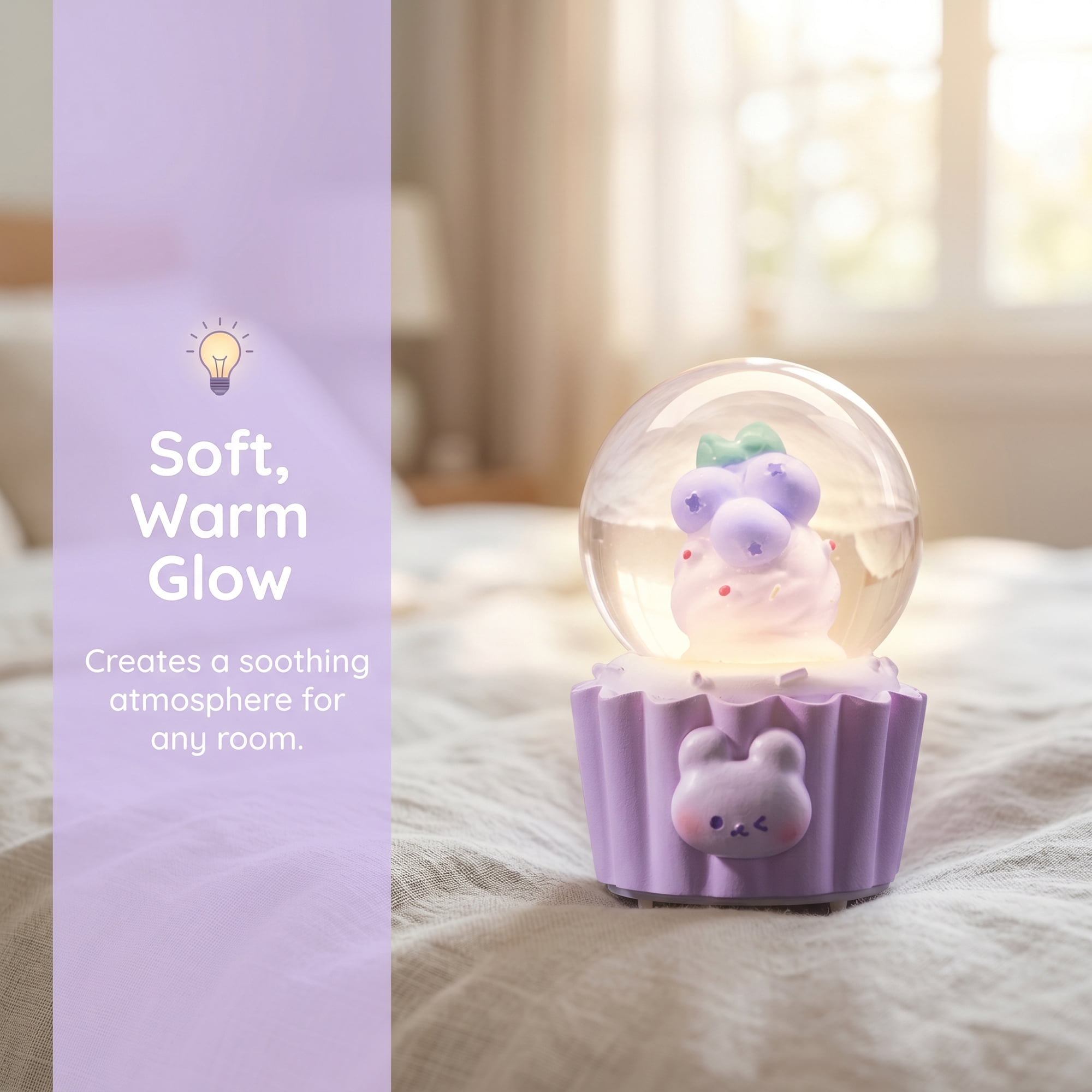 Unique Bargains Mini Resin Figurine Snow Light Up Crystal Ball Purple 1.8" x 1.8" x 2.7"