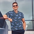 thumbnail image 4 of Fotbe Cartoon Shark Pattern Men’s Golf Polo Shirt – Breathable Performance Golf Shirt with Button-Down Collar-Large, 4 of 6