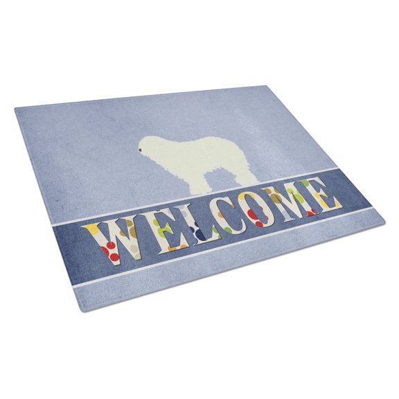 Caroline's Treasures Komondor Welcome Glass Cutting Board Large