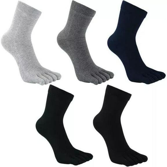 5 Pairs Men's Toe Socks 5 Toe Socks for Men Size 7-11, Cotton Toes Socks, Breathable Five Finger Socks, Individual Sock for Running & Sports