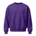 thumbnail image 3 of qafoshin Men Solid Crewneck Basic Sweatshirt, Trendy Fall Long Sleeve X-Stitch Neck Casual Pullover Tops with Chest Patch Pocket, 3 of 5