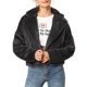 thumbnail image 1 of Chaqueta corta de pelaje sintético esponjoso de manga larga con cuello de muesca para mujer INSPIRE CHIC M negra, 1 of 7