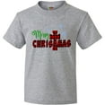 thumbnail image 3 of Inktastic Merry Christmas Buffalo Plaid Cross with Snowflakes Youth T-Shirt, 3 of 5
