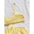 thumbnail image 4 of Women's Vacation Light Yellow Waist Hollow V-Neck Spaghetti Strap Summer Dress Set, 4 of 10