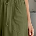 thumbnail image 5 of Womens Pants with Pockets 100% Cotton Decorative Button Drawstring Cropped Pants, 5 of 7
