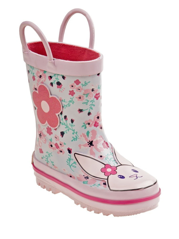 Stormwells Girls Floral Print Short Wellington Boots Mauve/Pink