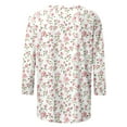thumbnail image 4 of PuLe Women's Top 3/4 Sleeve Tunic Tops for Women Summer Floral Print Tees Shirts Womens Crew Neck 3/4 Sleeve Basic T-Shirts, 4 of 5