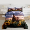 thumbnail image 2 of jejeloiu Farm Animal Horse Twin Comforter Sets,Rustic Plant Sunflower Bedding Set For Boys Girl 2pcs, 2 of 8
