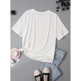 thumbnail image 3 of 1 Pce T-Shirt Tendance Blanc à Épaules Tombantes pour Adolescentes - Imprimé Fraise & Légumes, Manches Courtes, Col Rond, Style Décontracté de Rue, Polyester, Lavable en Machine - Parfait pour Toutes les Saisons, 3 of 7