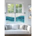 thumbnail image 4 of Teal Blue Sheer Curtains 54 Inch Long 2 Panels, Water Ripple Abstract Watercolor Gradient Waves Light Filtering Rod Pocket Semi Sheer Curtains, Sheer Voile Drapes for Living Room Bedroom, 52"x54", 4 of 5
