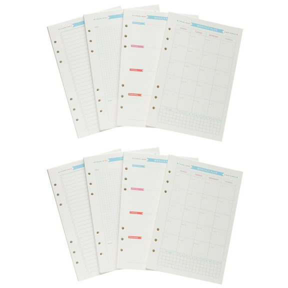 Raindrops 2 Sets Assorted Periods Loose-leaf Filler Papers 6-Hole Spiral Notebook Paper Replacement ( )